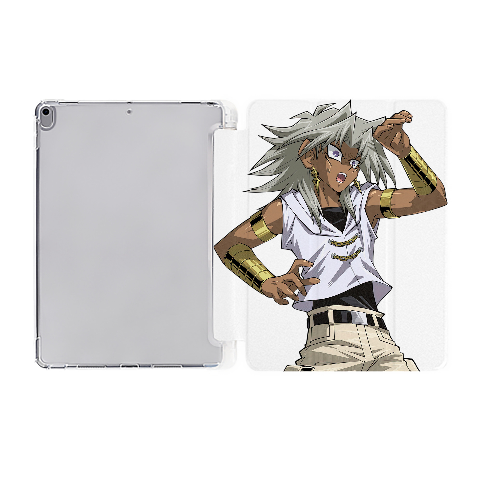 （画像用） 遊☆戯☆王 Yu-Gi-Oh! IPad ケース ペン収納付き 三つ折りスタンド PUレザー×シリコン 対応機種9.5/10.5/10.9インチ